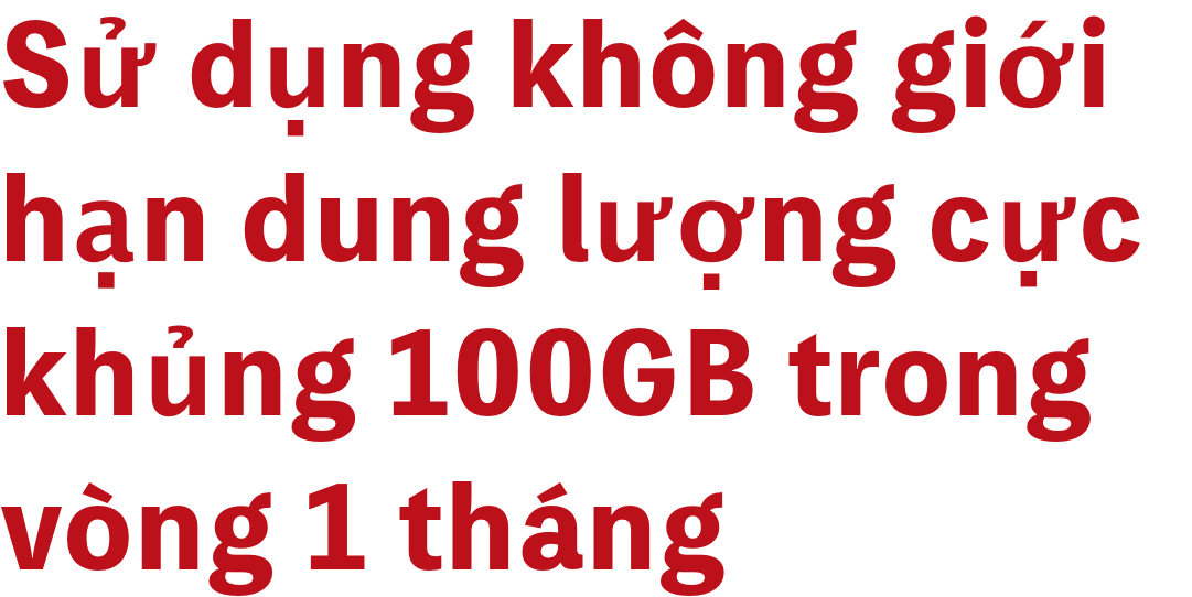 Sử dụng không giới hạn dung lượng cực khủng 100GB trong vòng 1 tháng